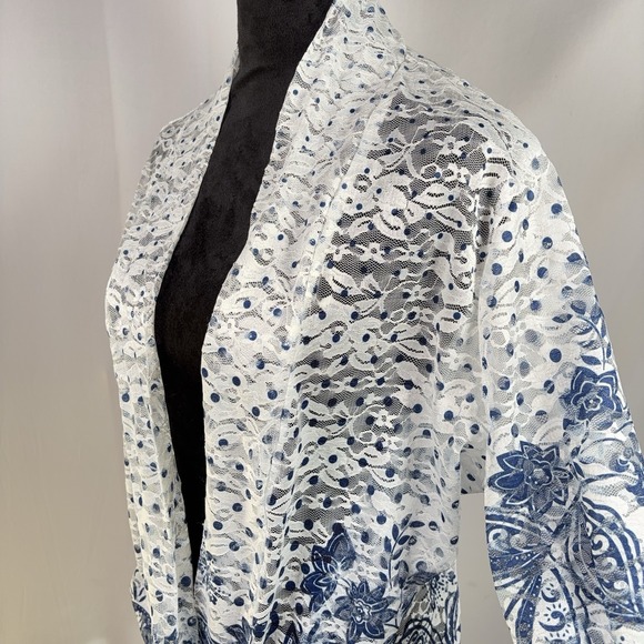 Sheer Kimono Womens 3X Swiss Dot Floral Summer Vacation Resortwear Polka Dot - Picture 3 of 8